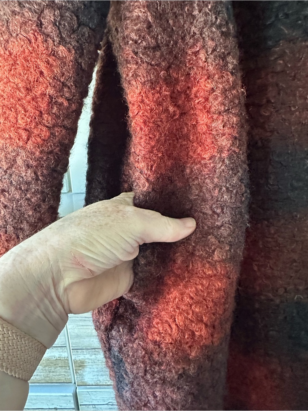 🧥 Ava & Viv 1X Buffalo Plaid Bouclé Open Front Long Coat Cardigan - Picture 4 of 8